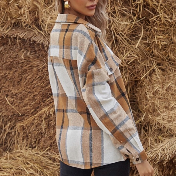 Plaid Flap Detail Drop Shoulder Coat - Picture 2 of 6